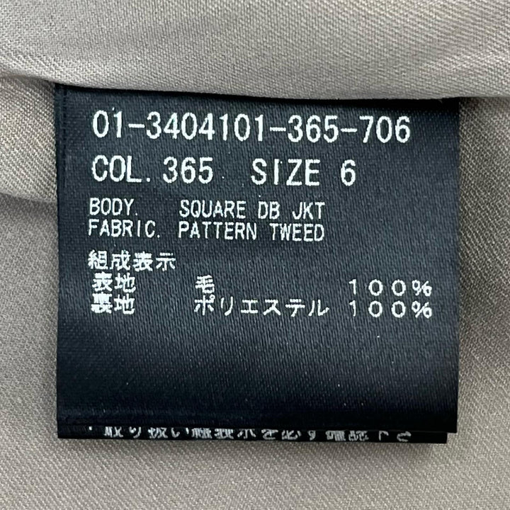 極美品▲theory セオリー SQUARE DB JKT ウール100％ 千鳥格子 ダブルブレスト ツイード テーラードジャケット 6 正規品 レディース