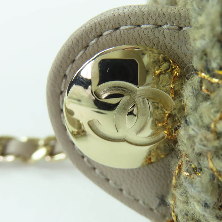 極美品☆CHANEL シャネル ココマーク ターンロック マトラッセ ツイード チェーンショルダー リュック・デイパック ブラウン系 伊製
