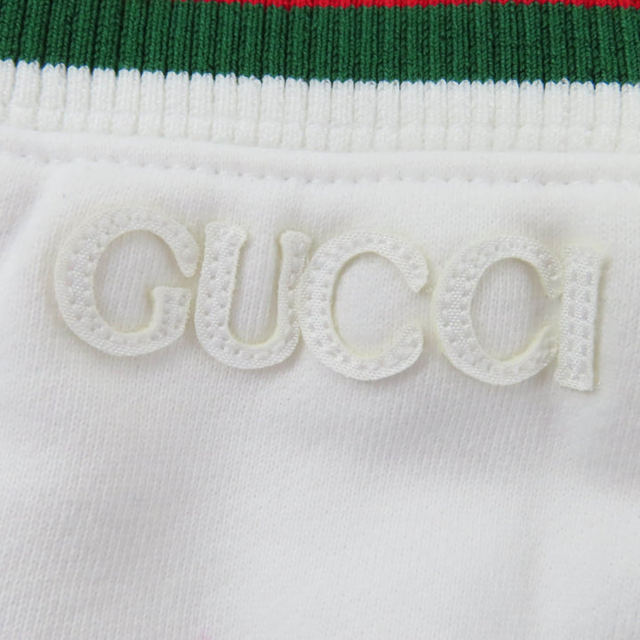 極美品☆GUCCI グッチ 810391 コットン100％ ロゴ入り ウェブライン ジャージー スカート ホワイト L イタリア製 正規品 レディース