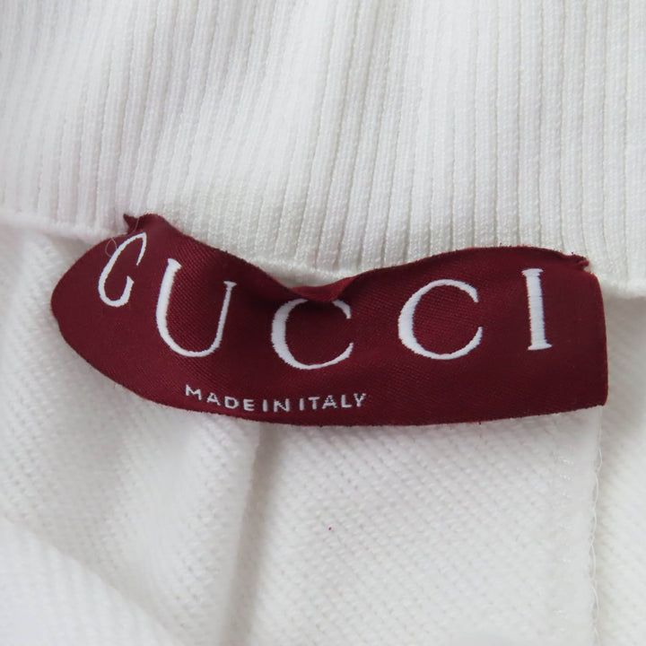 極美品☆GUCCI グッチ 810391 コットン100％ ロゴ入り ウェブライン ジャージー スカート ホワイト L イタリア製 正規品 レディース