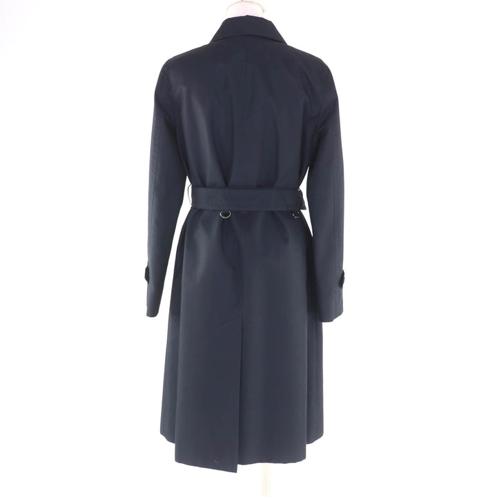 極美品★Aquascutum アクアスキュータム ロゴボタン・ライナー付 比翼仕立て ステンカラーコート ネイビー 8 日本製 正規品 レディース