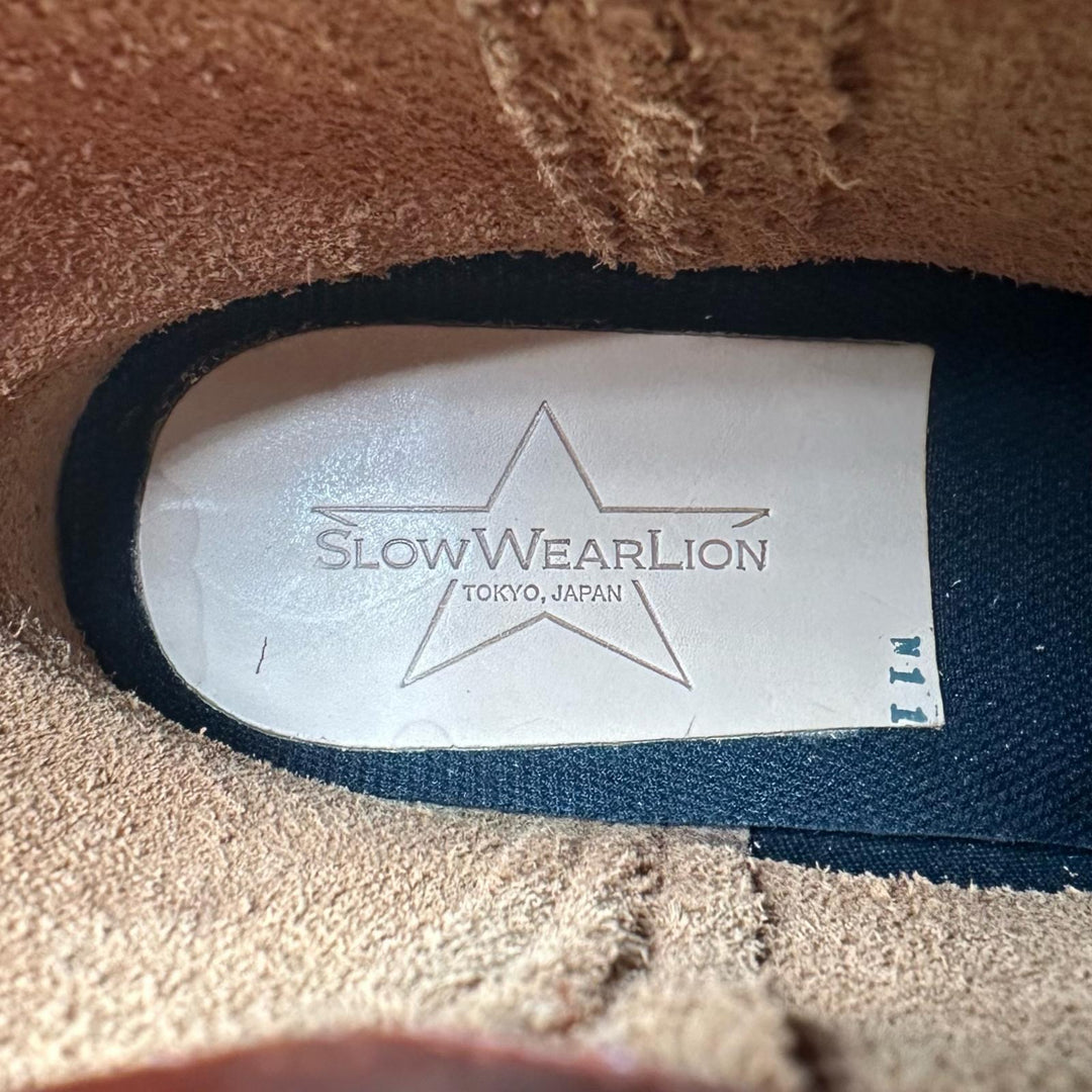 極美品▲SLOW WEAR LION スローウェアライオン OB-8160G レザー ワークブーツ ペコスブーツ ブラウン 6 日本製 メンズ 箱付き