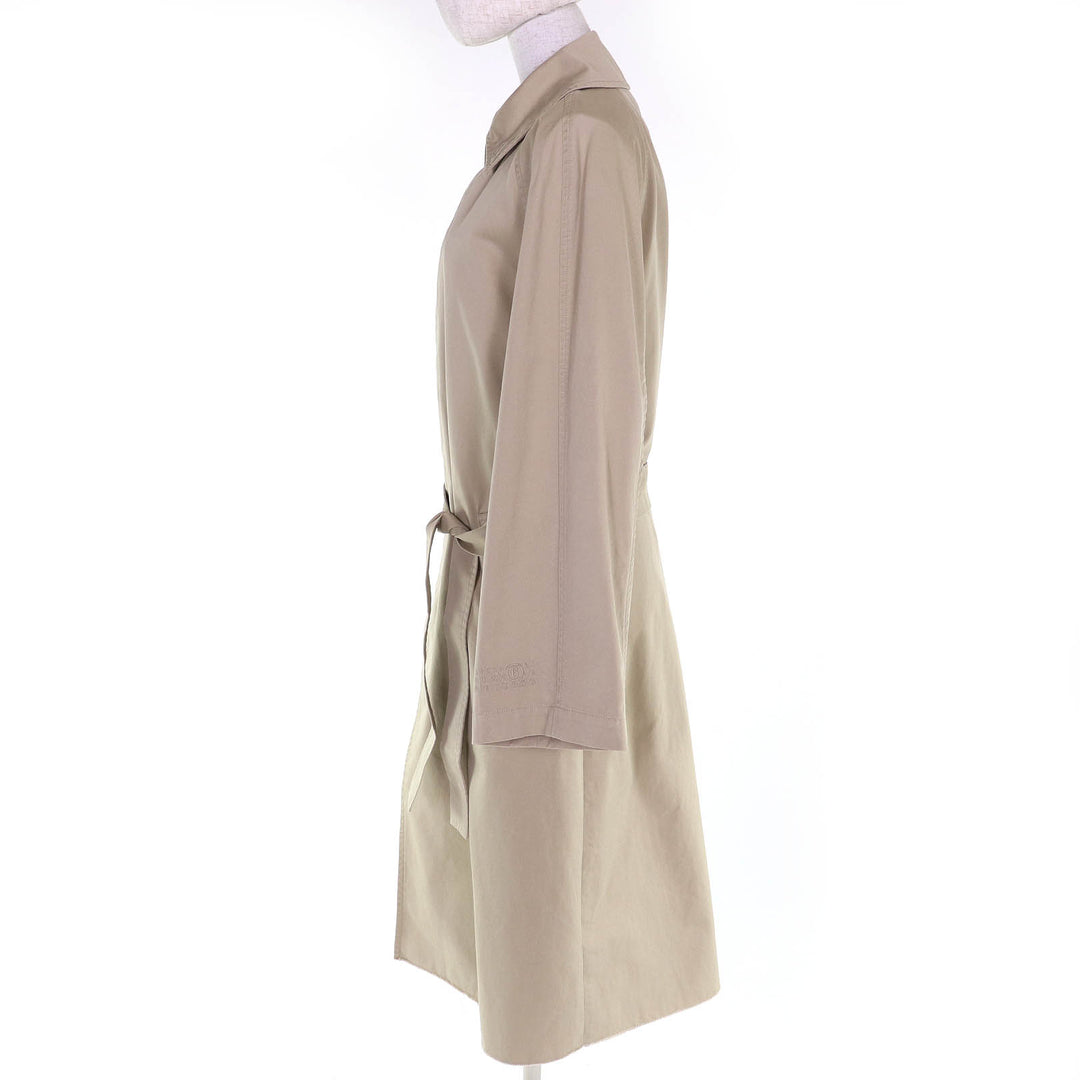 美品△MM6 Maison Margiela エムエムシックス メゾンマルジェラ 24SS S52AH0074 裾切りっぱなし加工 ロゴ刺繍 トレンチコート 36 正規品