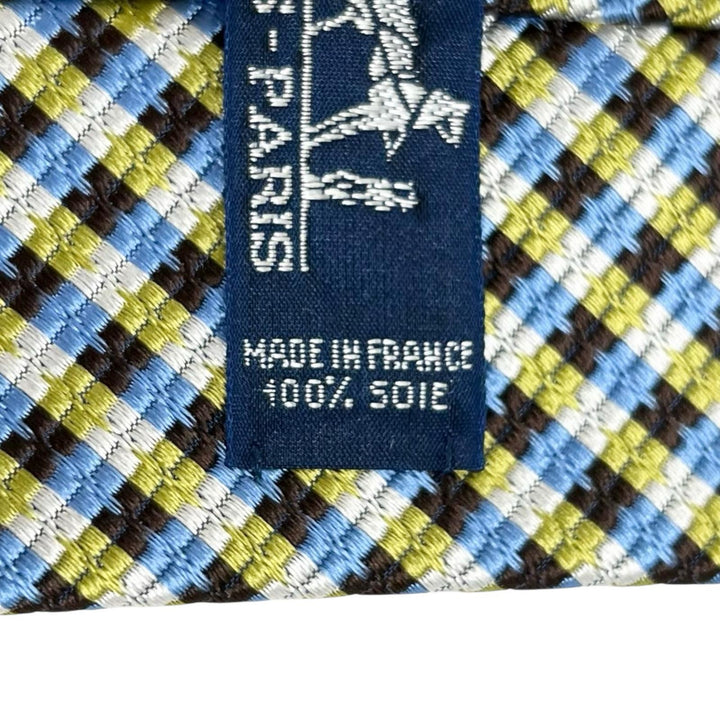 未使用品▲HERMES エルメス 758974T クラヴァット シルク100％ チェック柄 ネクタイ マルチカラー 箱付き フランス製 メンズ