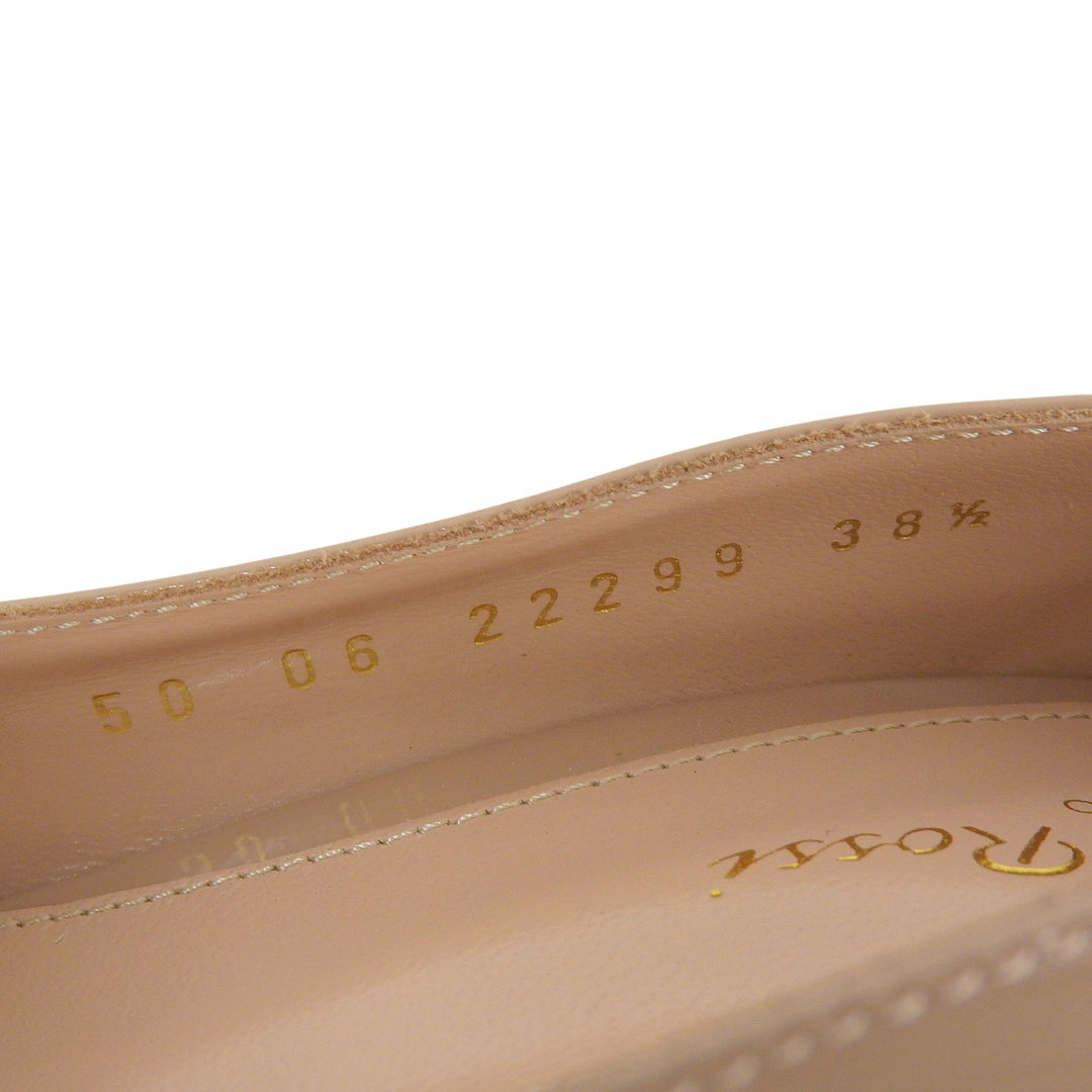 未使用品▲Gianvito Rossi ジャンヴィト ロッシ ポインテッドトゥ プラットフォーム パテントレザー パンプス ベージュ 38.5 イタリア製