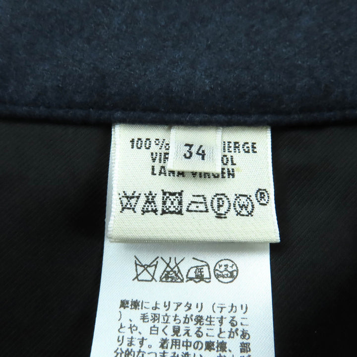 極美品★HERMES エルメス ウール100％ 台形 膝丈 ラップスカート 巻きスカート ボトムス ネイビー 34 フランス製 正規品 レディース