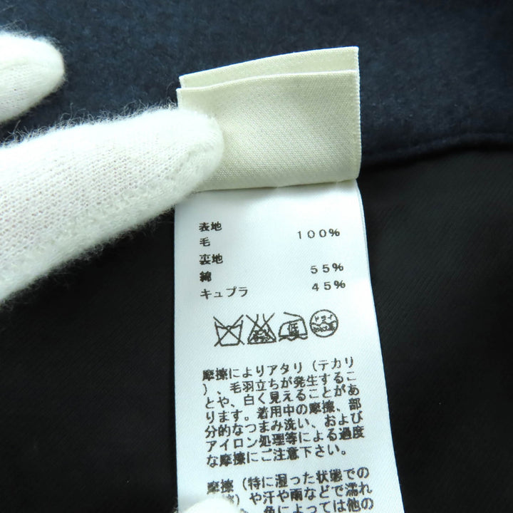 極美品★HERMES エルメス ウール100％ 台形 膝丈 ラップスカート 巻きスカート ボトムス ネイビー 34 フランス製 正規品 レディース