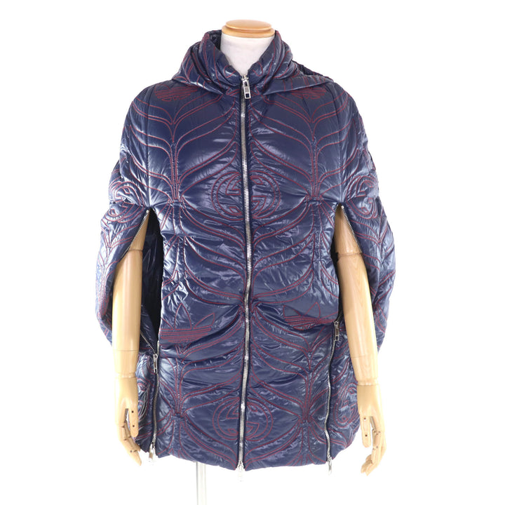未使用品★GUCCI×adidas グッチ×アディダス 727794 フード付 インターロッキングG トレフォイルロゴ ZIP UP 中綿 ポンチョ S 正規品
