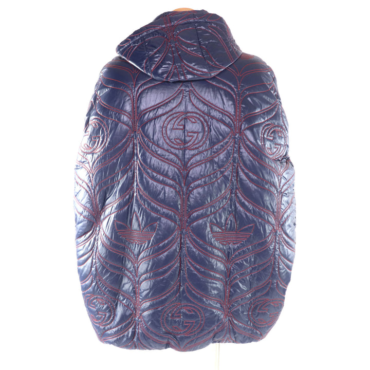 未使用品★GUCCI×adidas グッチ×アディダス 727794 フード付 インターロッキングG トレフォイルロゴ ZIP UP 中綿 ポンチョ S 正規品