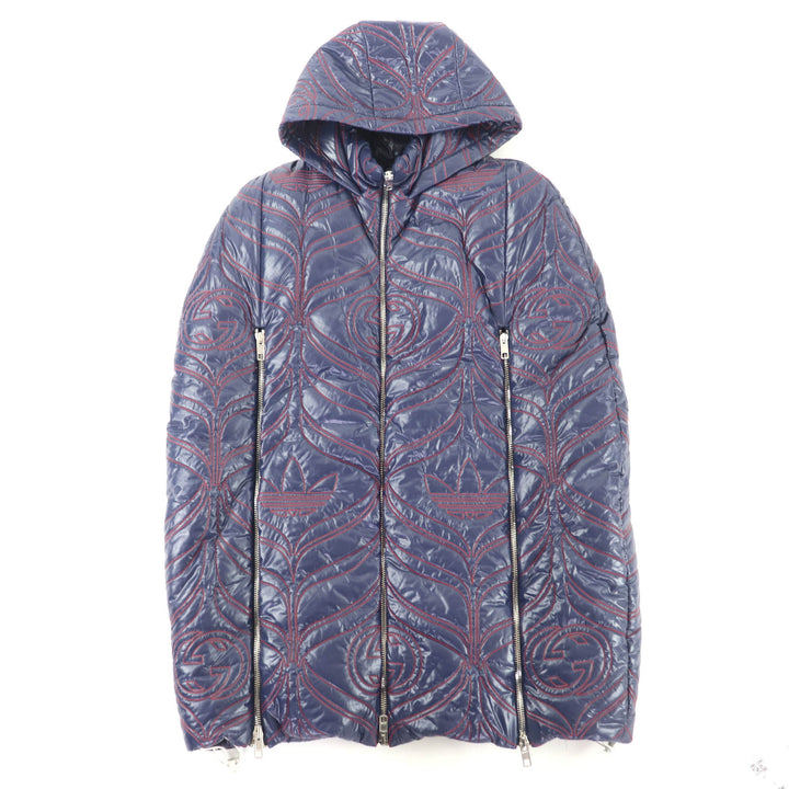 未使用品★GUCCI×adidas グッチ×アディダス 727794 フード付 インターロッキングG トレフォイルロゴ ZIP UP 中綿 ポンチョ S 正規品