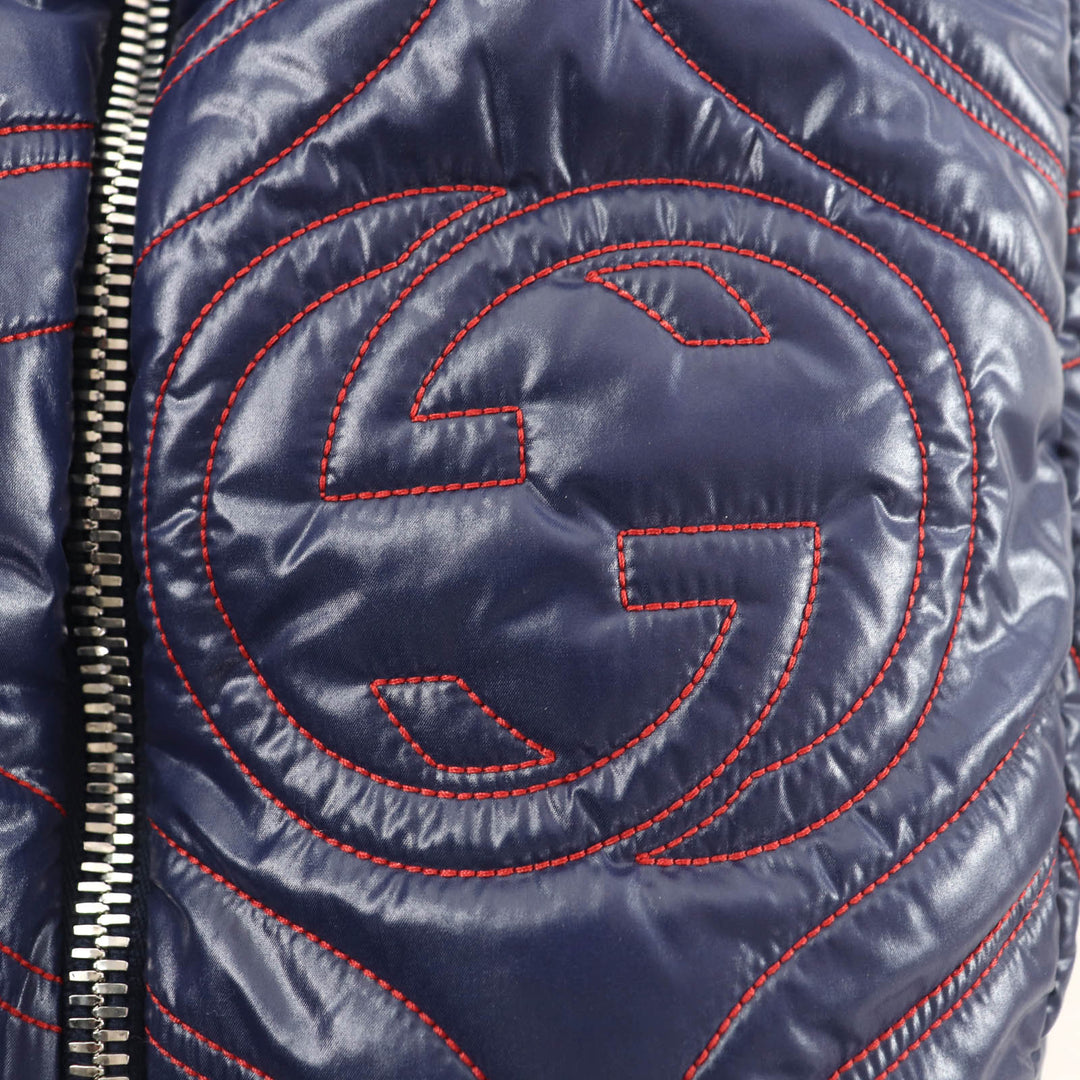 未使用品★GUCCI×adidas グッチ×アディダス 727794 フード付 インターロッキングG トレフォイルロゴ ZIP UP 中綿 ポンチョ S 正規品