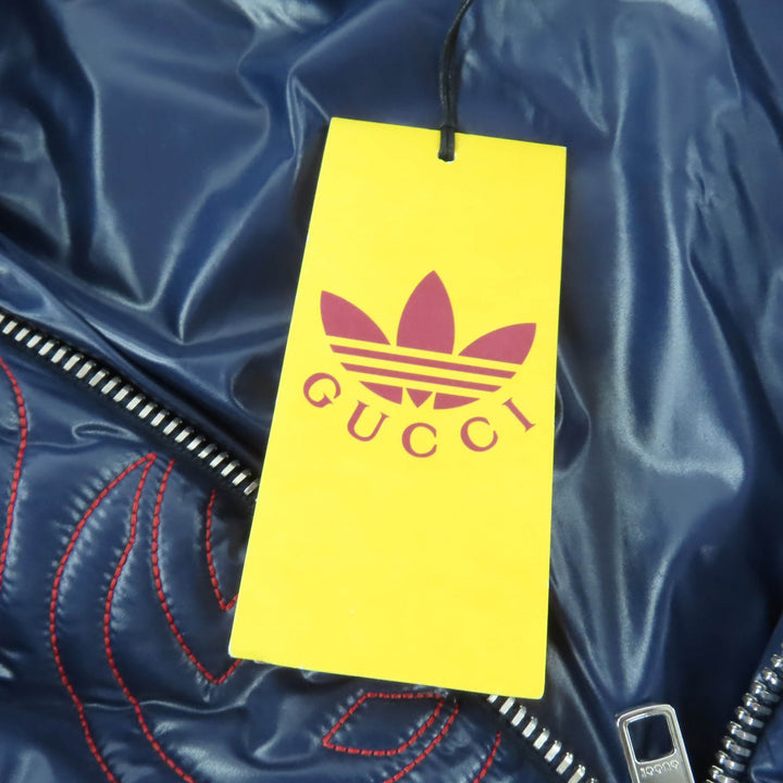 未使用品★GUCCI×adidas グッチ×アディダス 727794 フード付 インターロッキングG トレフォイルロゴ ZIP UP 中綿 ポンチョ S 正規品