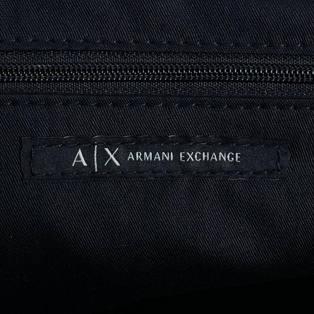 極美品▲ARMANI EXCHANGE アルマーニエクスチェンジ フェイクレザー 大容量 ロゴ入り 2WAY 大型 ボストンバッグ カーキ メンズ