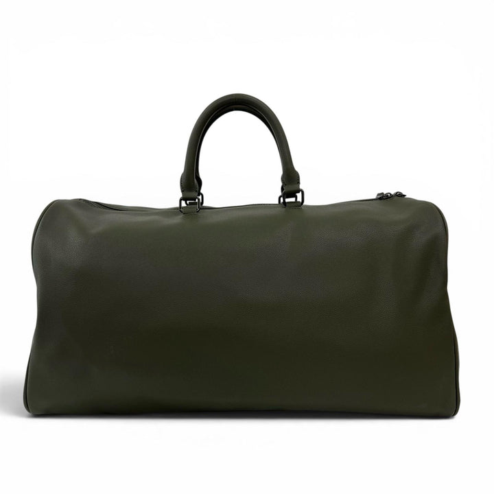 極美品▲ARMANI EXCHANGE アルマーニエクスチェンジ フェイクレザー 大容量 ロゴ入り 2WAY 大型 ボストンバッグ カーキ メンズ