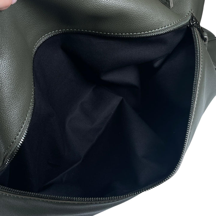 極美品▲ARMANI EXCHANGE アルマーニエクスチェンジ フェイクレザー 大容量 ロゴ入り 2WAY 大型 ボストンバッグ カーキ メンズ