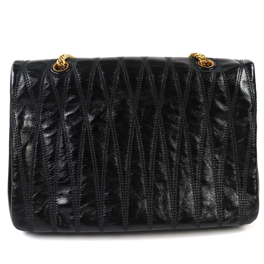 未使用品△BALLY バリー VIVA SM ビバ レザー ロゴ金具 喜平 チェーン ショルダーバッグ ブラック ゴールド金具 保存袋付き レディース