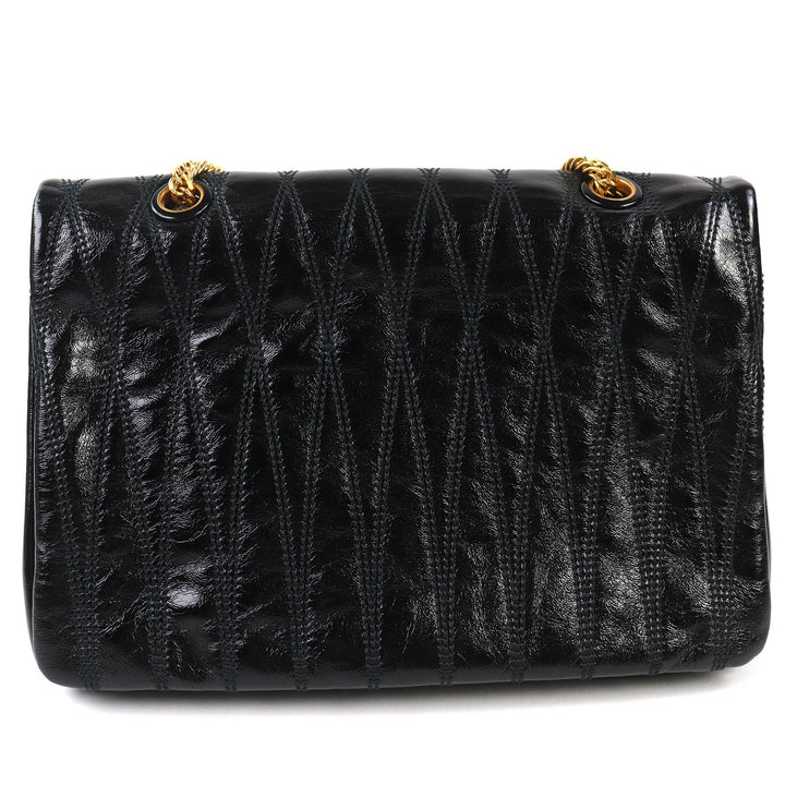 未使用品△BALLY バリー VIVA SM ビバ レザー ロゴ金具 喜平 チェーン ショルダーバッグ ブラック ゴールド金具 保存袋付き レディース