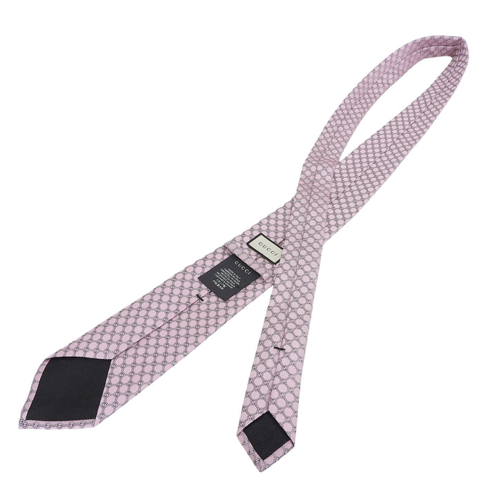 未使用品▲GUCCI グッチ 386488 シルク100％ GGジャガード ネクタイ ピンク グレー 148×8cm 箱付き イタリア製 正規品 メンズ