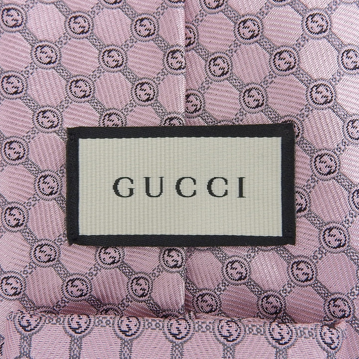 未使用品▲GUCCI グッチ 386488 シルク100％ GGジャガード ネクタイ ピンク グレー 148×8cm 箱付き イタリア製 正規品 メンズ