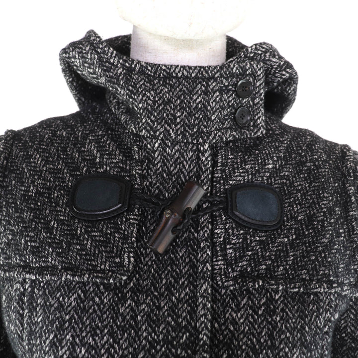 極美品★GUCCI グッチ 348694 ウール コットン混 フード・トグルボタン付 ツイード ダッフルコート ブラック ホワイト 36 伊製 正規品