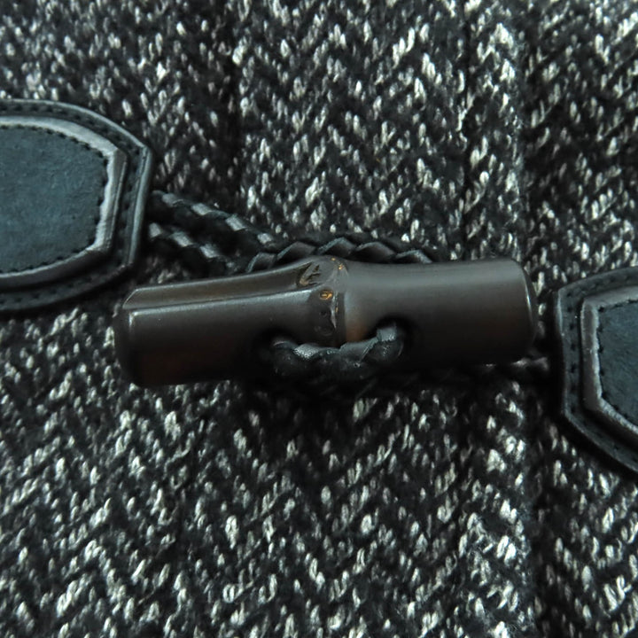 極美品★GUCCI グッチ 348694 ウール コットン混 フード・トグルボタン付 ツイード ダッフルコート ブラック ホワイト 36 伊製 正規品