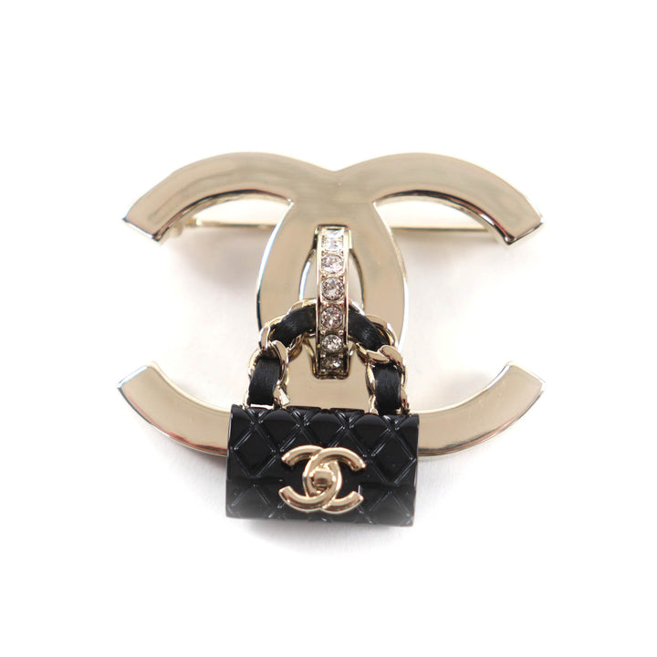 美品★CHANEL シャネル B23C ココマーク バッグ ブローチ ゴールド ブラック 箱・保存袋付き イタリア製 レディース