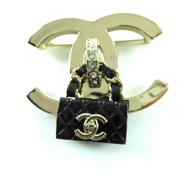 美品★CHANEL シャネル B23C ココマーク バッグ ブローチ ゴールド ブラック 箱・保存袋付き イタリア製 レディース