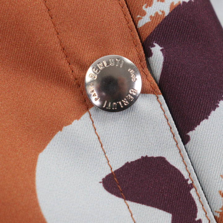 極美品▼BERLUTI ベルルッティ R22OBU84 PRINTED SILK SCRITTO B-WAY シルク100% レザーロゴパッチ ZIPUP ジャケット パーカー 46 正規品