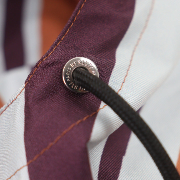 極美品▼BERLUTI ベルルッティ R22OBU84 PRINTED SILK SCRITTO B-WAY シルク100% レザーロゴパッチ ZIPUP ジャケット パーカー 46 正規品