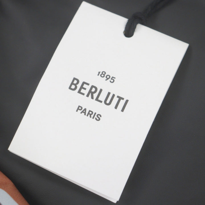 極美品▼BERLUTI ベルルッティ R22OBU84 PRINTED SILK SCRITTO B-WAY シルク100% レザーロゴパッチ ZIPUP ジャケット パーカー 46 正規品