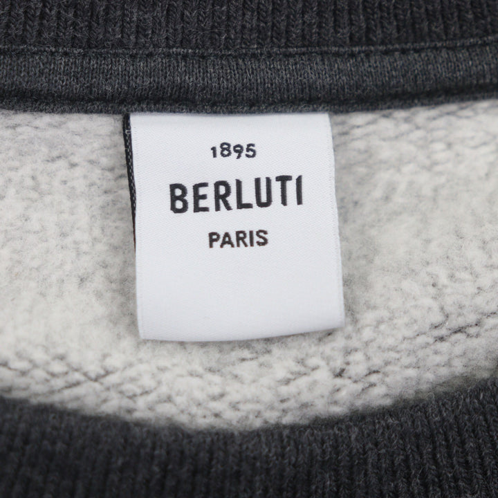 美品▼BERLUTI ベルルッティ コットン100% スクリット カリグラフィ プルオーバー トレーナー スウェット グレー L 伊製 正規品 メンズ