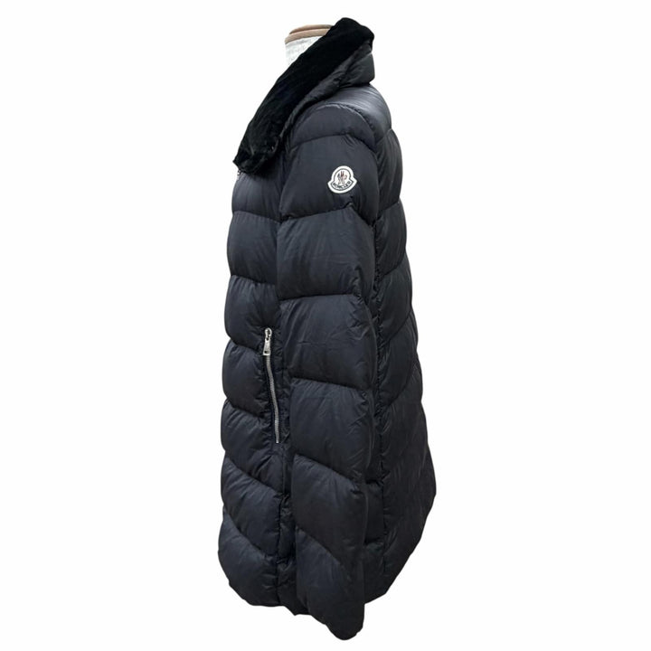 美品△MONCLER モンクレール TORCON トルコン ロゴワッペン付 襟元ベロア使い ZIP UP ダウンジャケット ブラック 0 正規品 レディース
