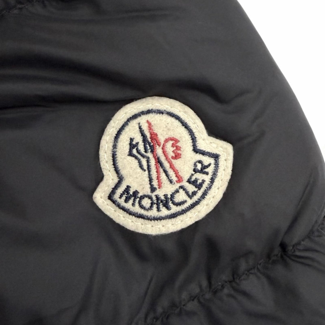 美品△MONCLER モンクレール TORCON トルコン ロゴワッペン付 襟元ベロア使い ZIP UP ダウンジャケット ブラック 0 正規品 レディース