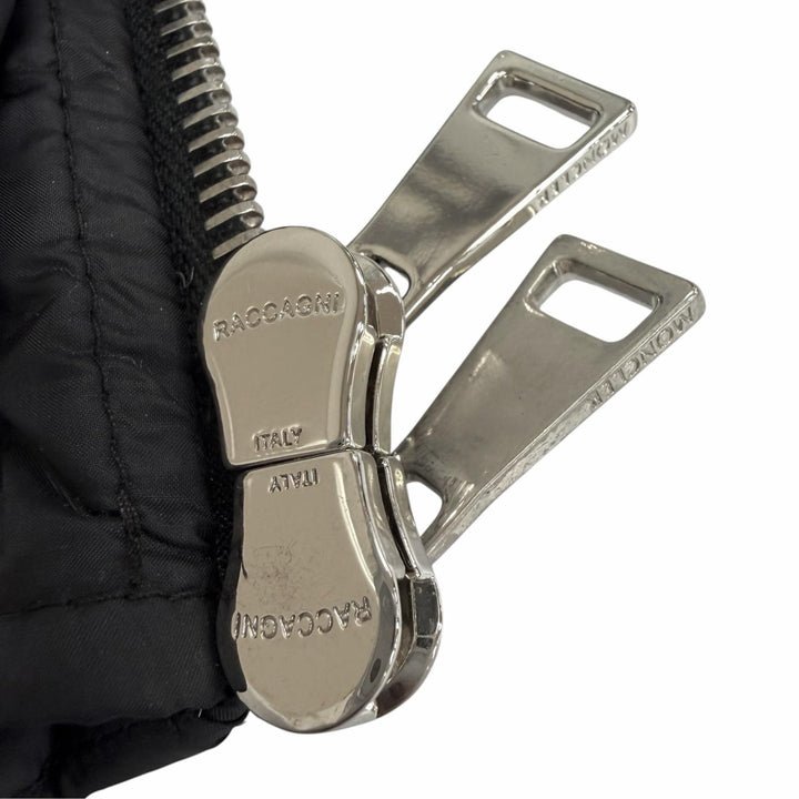 美品△MONCLER モンクレール TORCON トルコン ロゴワッペン付 襟元ベロア使い ZIP UP ダウンジャケット ブラック 0 正規品 レディース