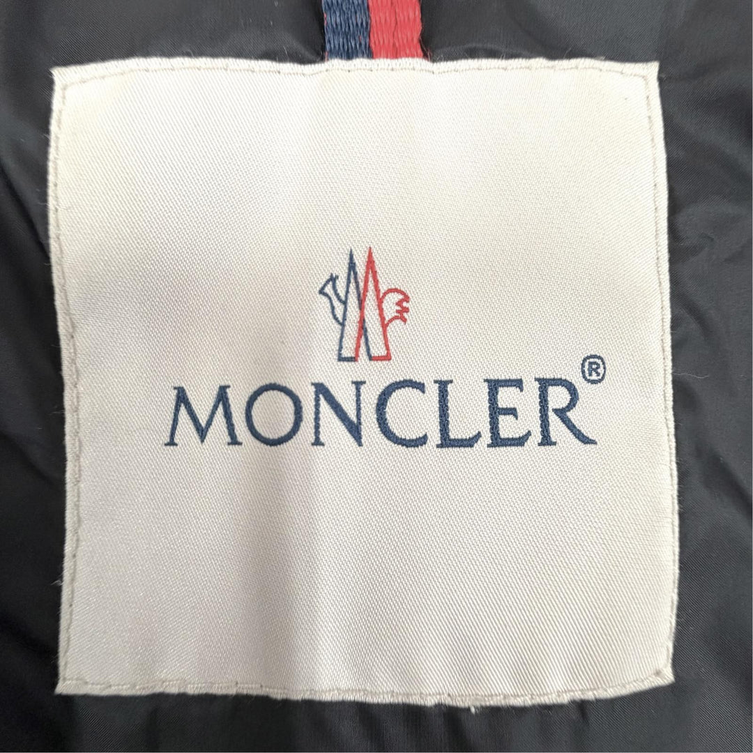 美品△MONCLER モンクレール TORCON トルコン ロゴワッペン付 襟元ベロア使い ZIP UP ダウンジャケット ブラック 0 正規品 レディース