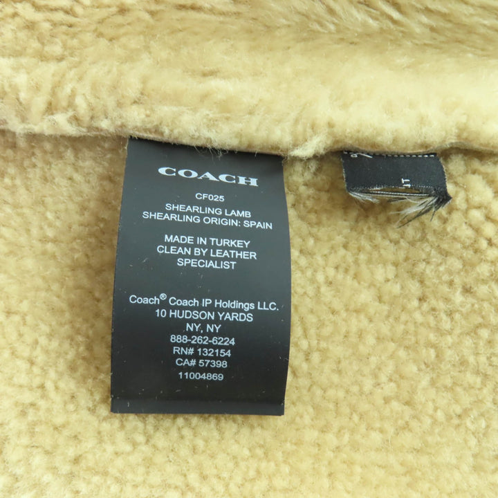 極美品★COACH コーチ CF025 シープスキン ショールシアリング ムートンコート ベージュ ゴールド金具 M 正規品 レディース
