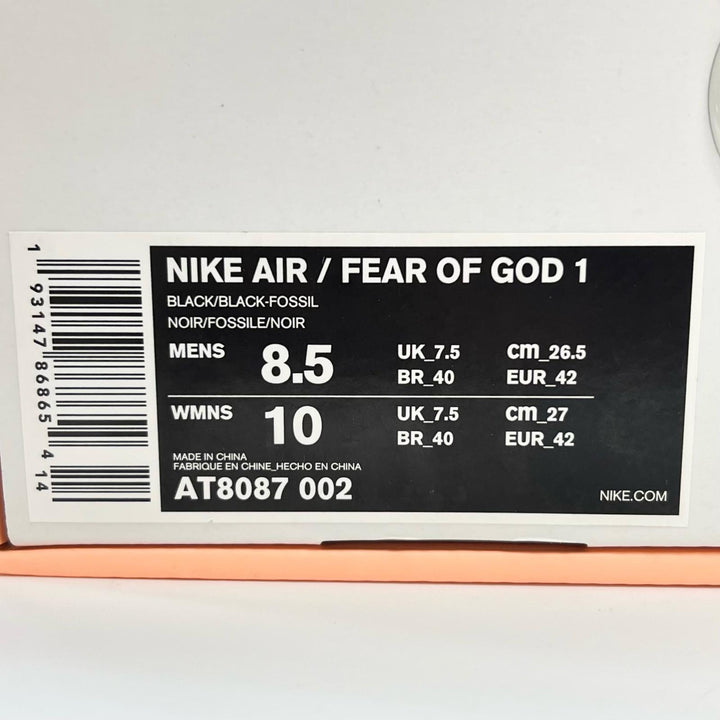 未使用品▲NIKE ナイキ AT8087-002 NIKE AIR FEAR OF GOD 1 レザー ハイカットスニーカー ブラック 26.5 箱付き メンズ