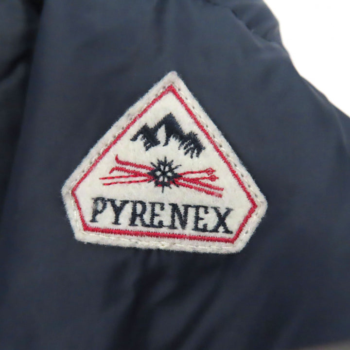 美品□Pyrenex ピレネックス BASILE ロゴワッペン スタンドカラー ダウンジャケット ネイビー XS ブルガリア製 正規品 メンズオススメ◎