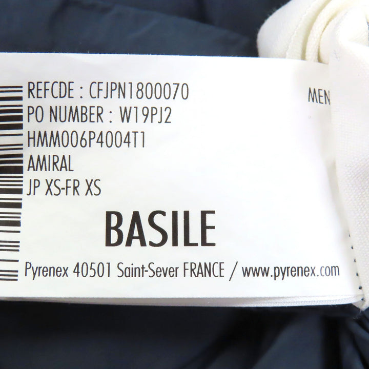 美品□Pyrenex ピレネックス BASILE ロゴワッペン スタンドカラー ダウンジャケット ネイビー XS ブルガリア製 正規品 メンズオススメ◎