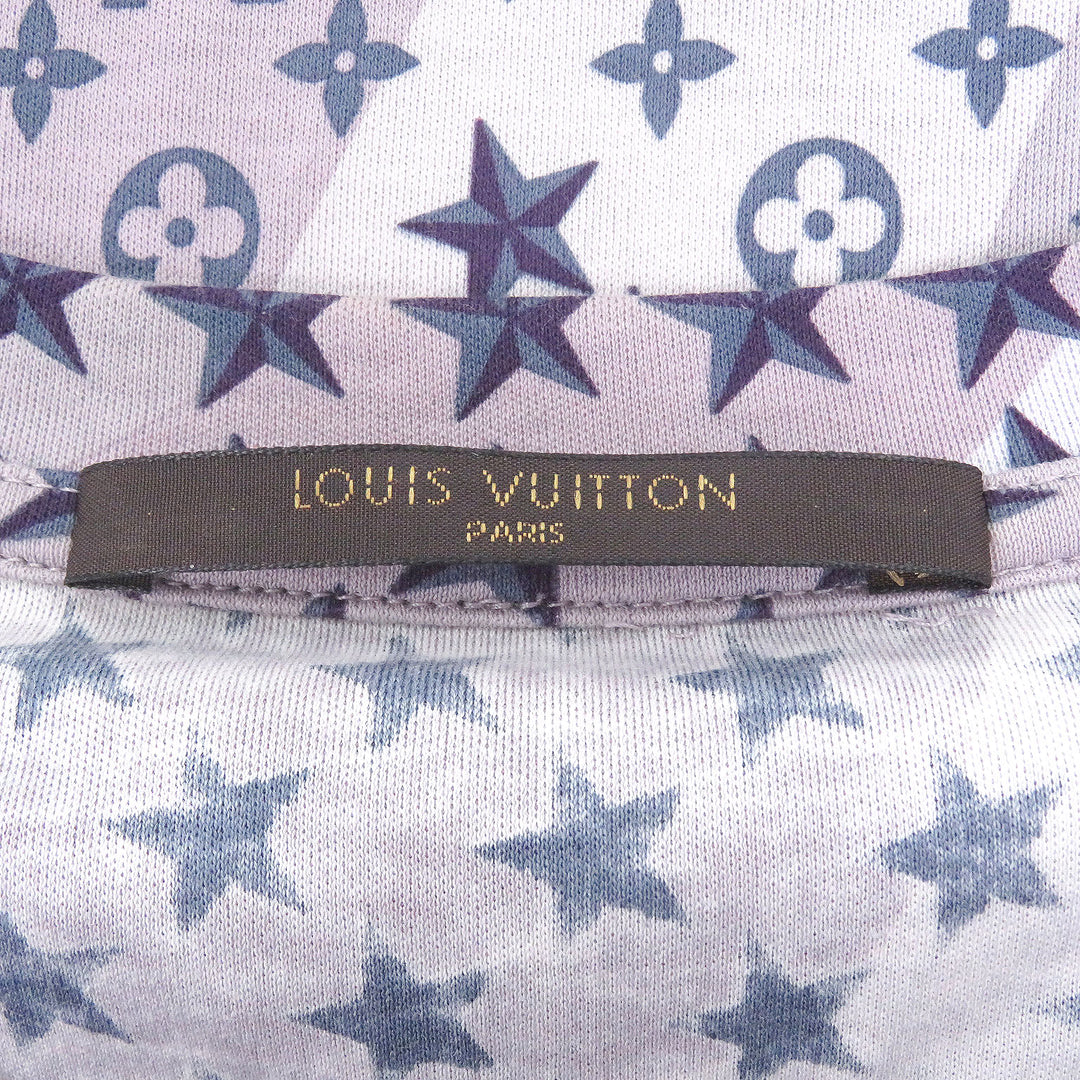 極美品□LOUIS VUITTON ルイヴィトン モノグラム スター 総柄 クルーネック 半袖Ｔシャツ カットソー パープル系 S イタリア製 正規品