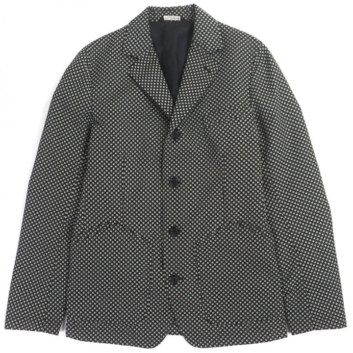 美品▼DOLCE&amp;GABBANA ドルチェ＆ガッバーナ ウール混 黒タグ 総柄 シングルジャケット テーラード ブラック 44 伊製 正規品 メンズ