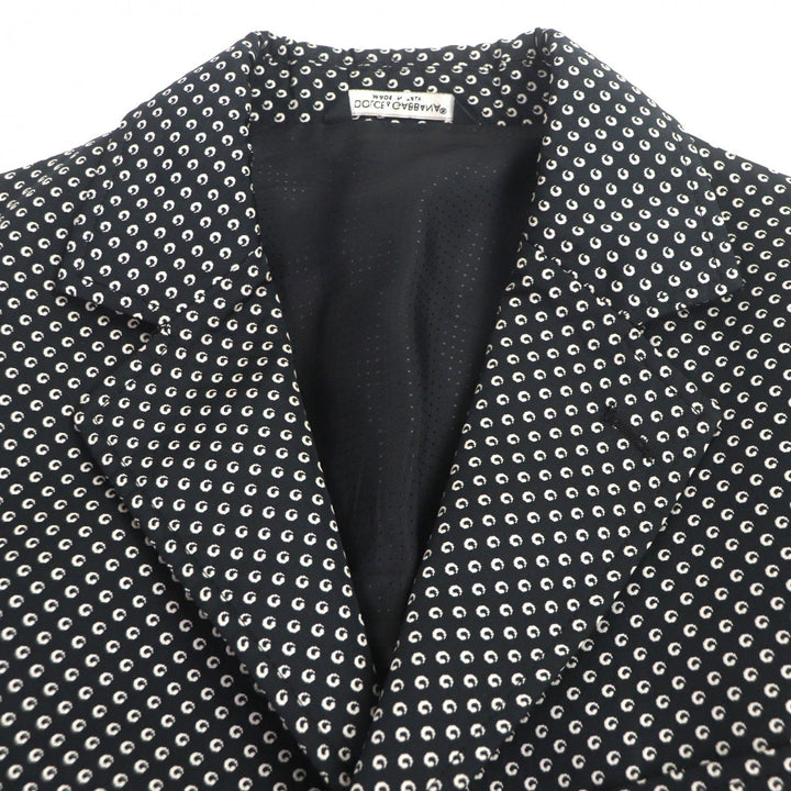 美品▼DOLCE&amp;GABBANA ドルチェ＆ガッバーナ ウール混 黒タグ 総柄 シングルジャケット テーラード ブラック 44 伊製 正規品 メンズ