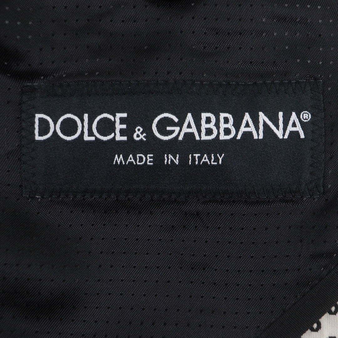 美品▼DOLCE&amp;GABBANA ドルチェ＆ガッバーナ ウール混 黒タグ 総柄 シングルジャケット テーラード ブラック 44 伊製 正規品 メンズ