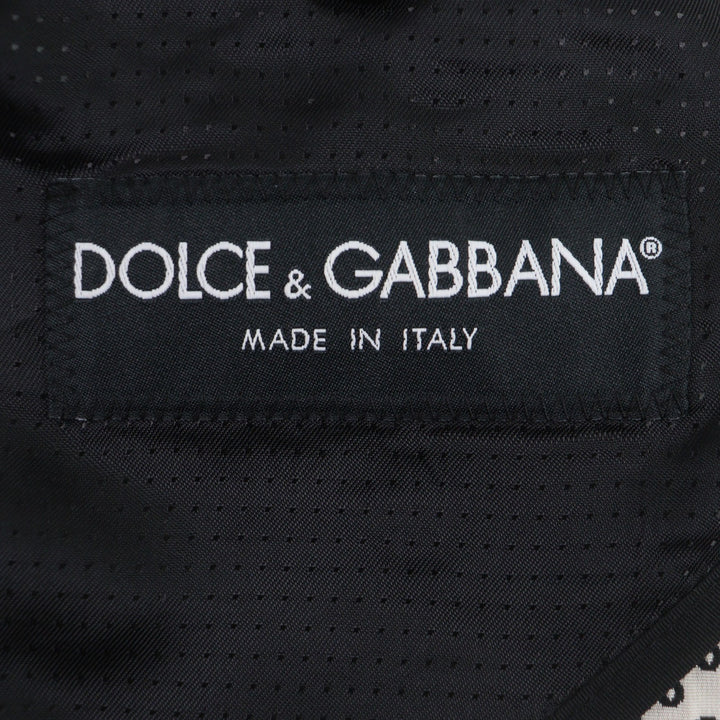美品▼DOLCE&amp;GABBANA ドルチェ＆ガッバーナ ウール混 黒タグ 総柄 シングルジャケット テーラード ブラック 44 伊製 正規品 メンズ