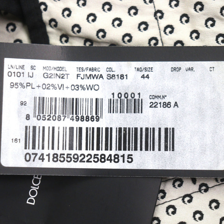 美品▼DOLCE&amp;GABBANA ドルチェ＆ガッバーナ ウール混 黒タグ 総柄 シングルジャケット テーラード ブラック 44 伊製 正規品 メンズ
