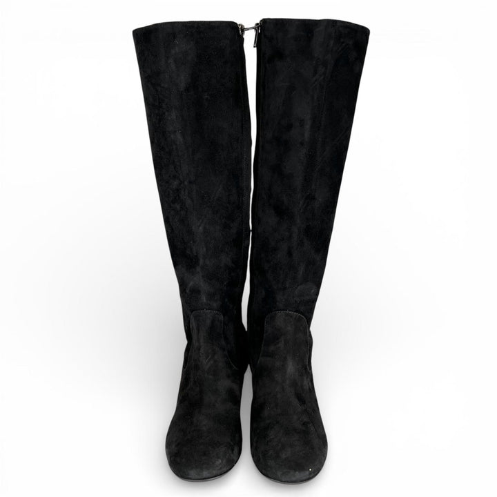 未使用品▲COACH コーチ FG2912 TONI SDE BOOT ロゴ金具 スウェードレザー ロングブーツ ブラック 6.5 箱付き レディース