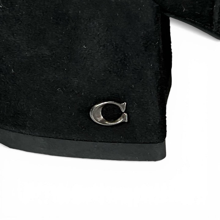 未使用品▲COACH コーチ FG2912 TONI SDE BOOT ロゴ金具 スウェードレザー ロングブーツ ブラック 6.5 箱付き レディース