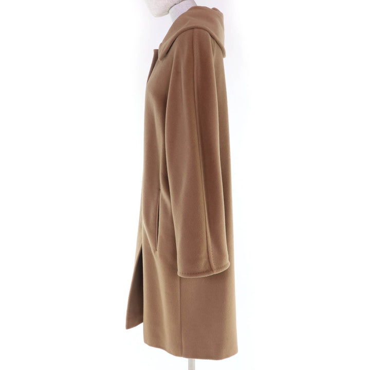極美品☆Max Mara マックスマーラ バージンウール カシミヤ混 比翼仕立て ロング丈 コート キャメル 40 イタリア製 正規品 レディース