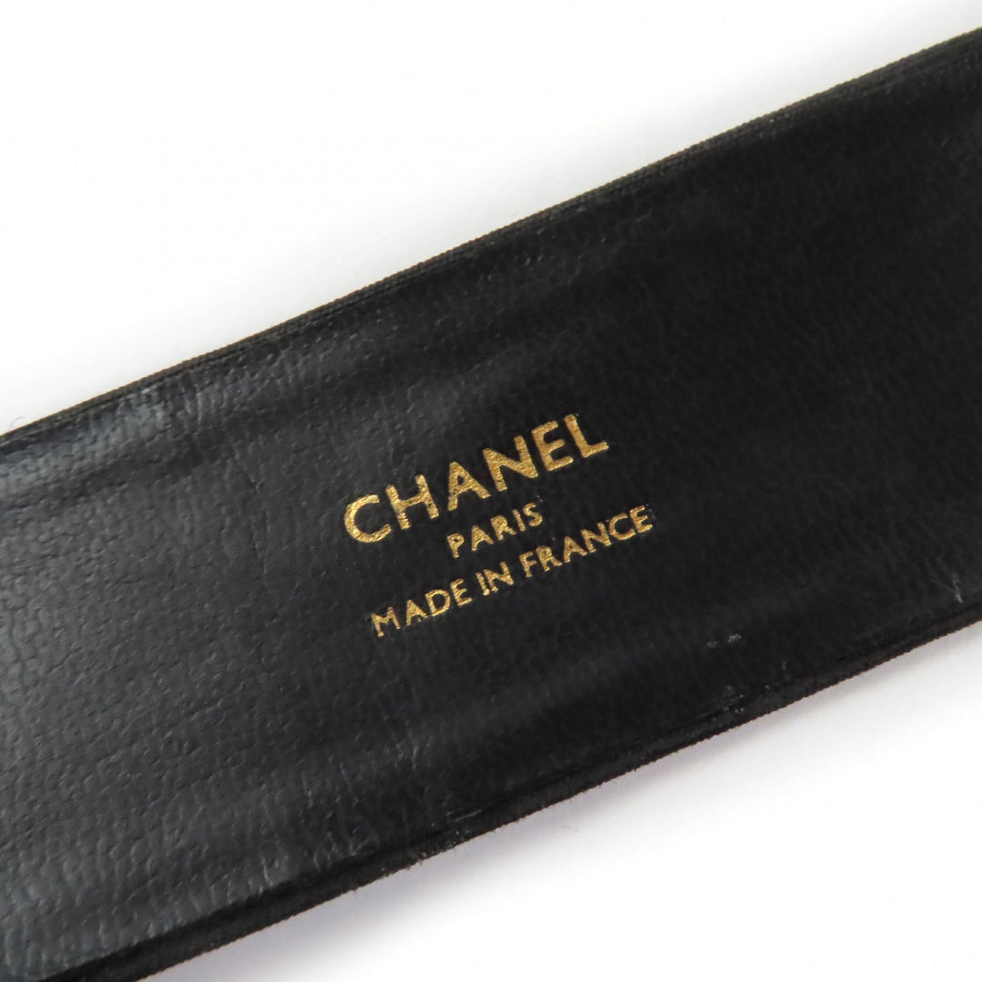 美品☆CHANEL シャネル ヴィンテージ 23572 ウール ココマークボタン ベルト付 長袖 タイトワンピース ブラック 34 フランス製 レディース