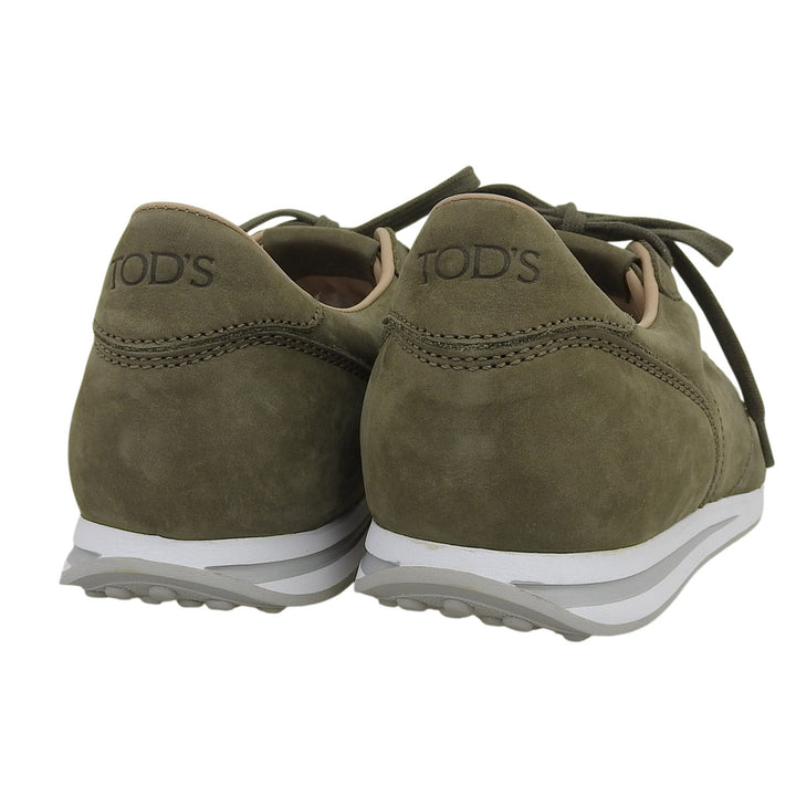 未使用品▲TOD’S トッズ ヌバック Leather ロゴエンボス レースアップ ローカットスニーカー カーキ 8 イタリア製 メンズ